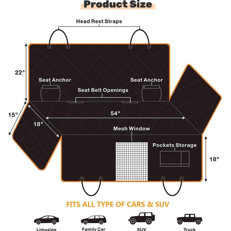 Almohadilla protectora impermeable para asiento trasero de coche, para mascotas - Mayorista