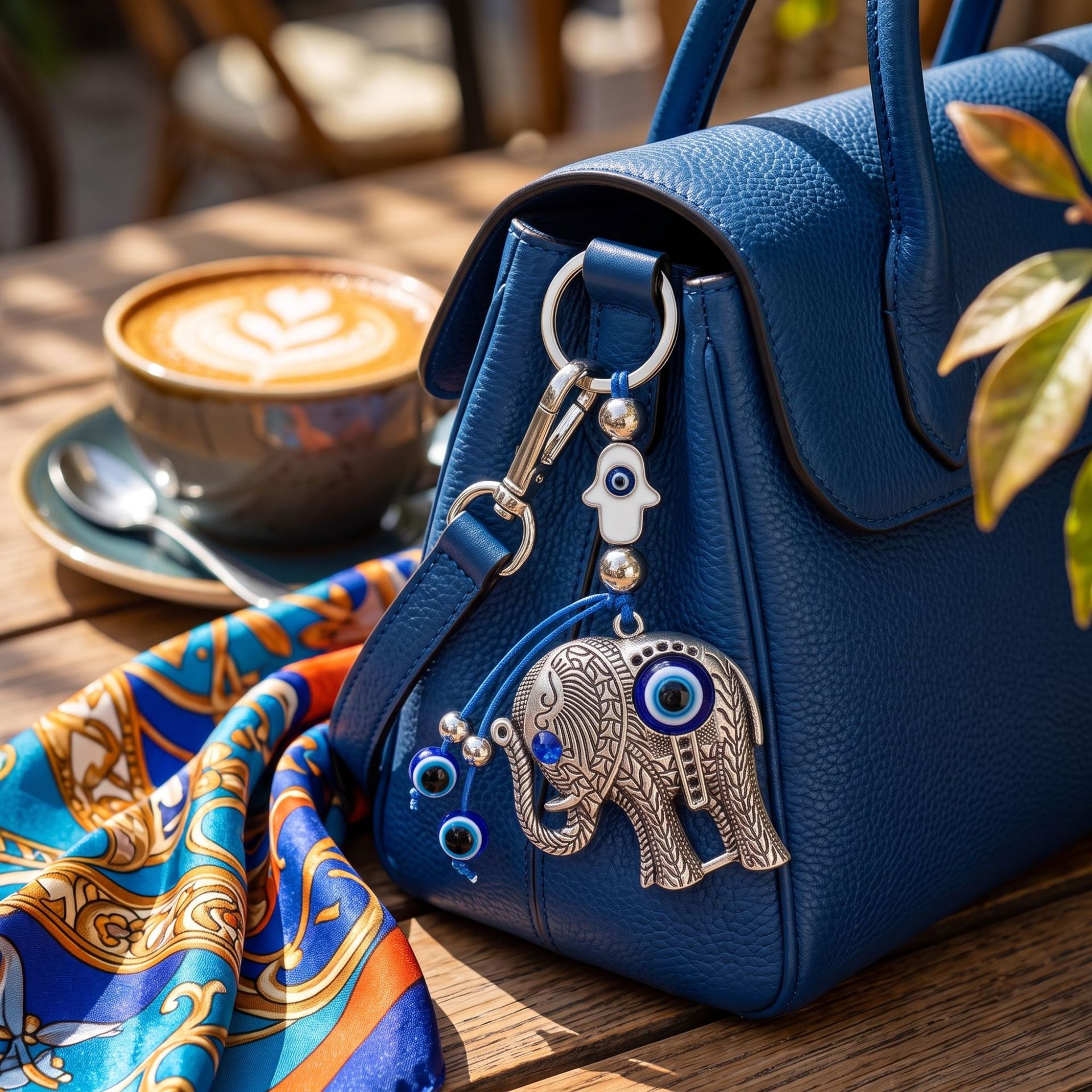 Ojos del diablo creativos transfronterizos ojos azules elefante llaveros accesorios accesorios retro colgantes de aleación