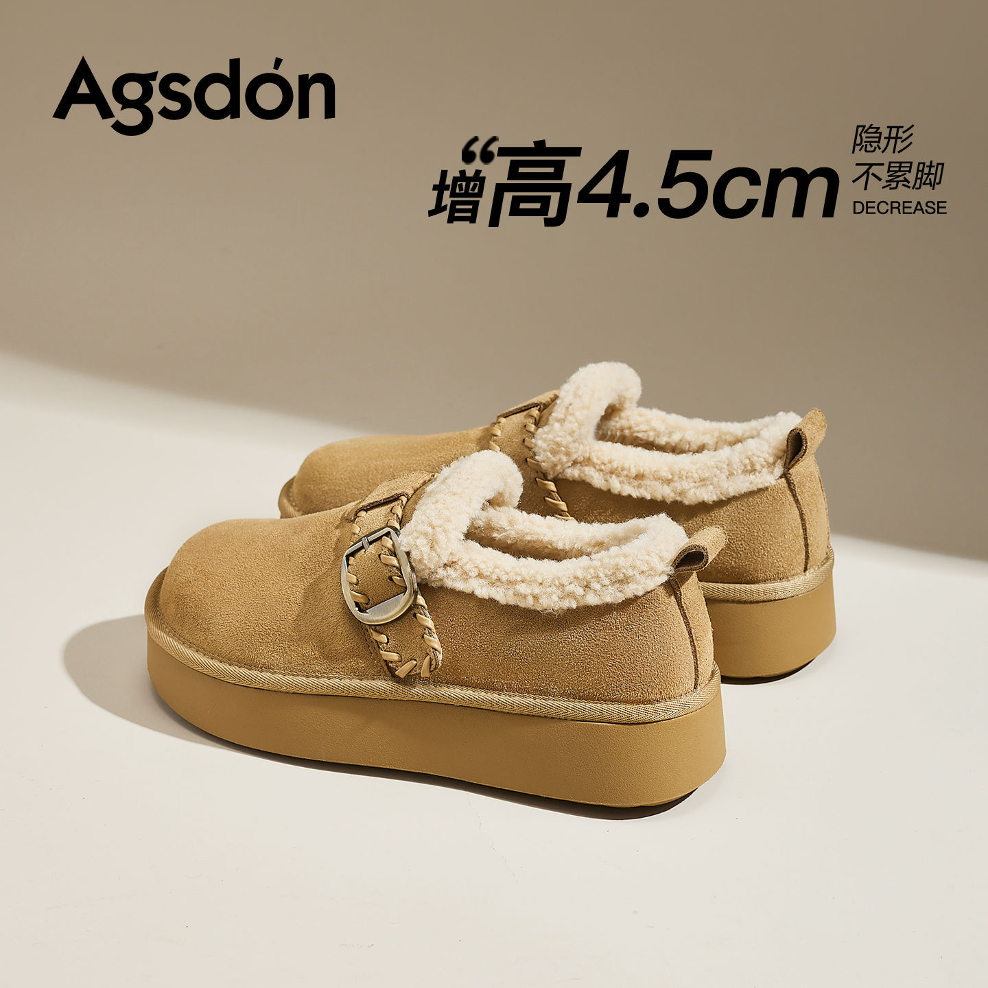 Augu Lion Deng Xiaoping Boccan zapatos de invierno para mujeres 2025 nuevos zapatos de lana y algodón incluidos en suela gruesa para usar botas de nieve