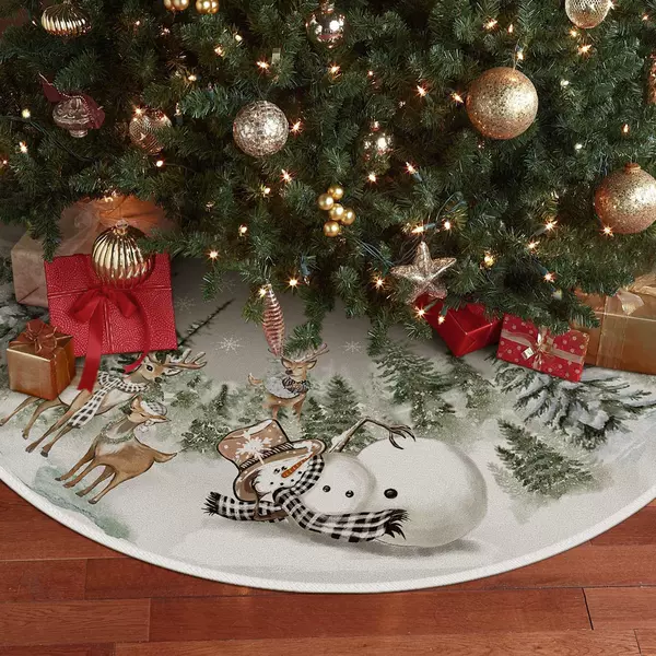 Cross-Border Christmas Tree Decorations Snowman Reindeer Snowflake Skirt Winter Holiday Tree Mat Decorative Skirt
