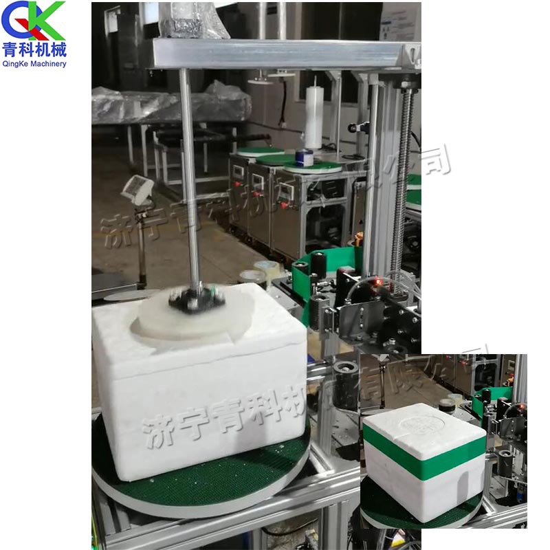 自动上断胶带缠绕机 物体泡沫箱纸箱封箱机 电动液压缠绕包装机