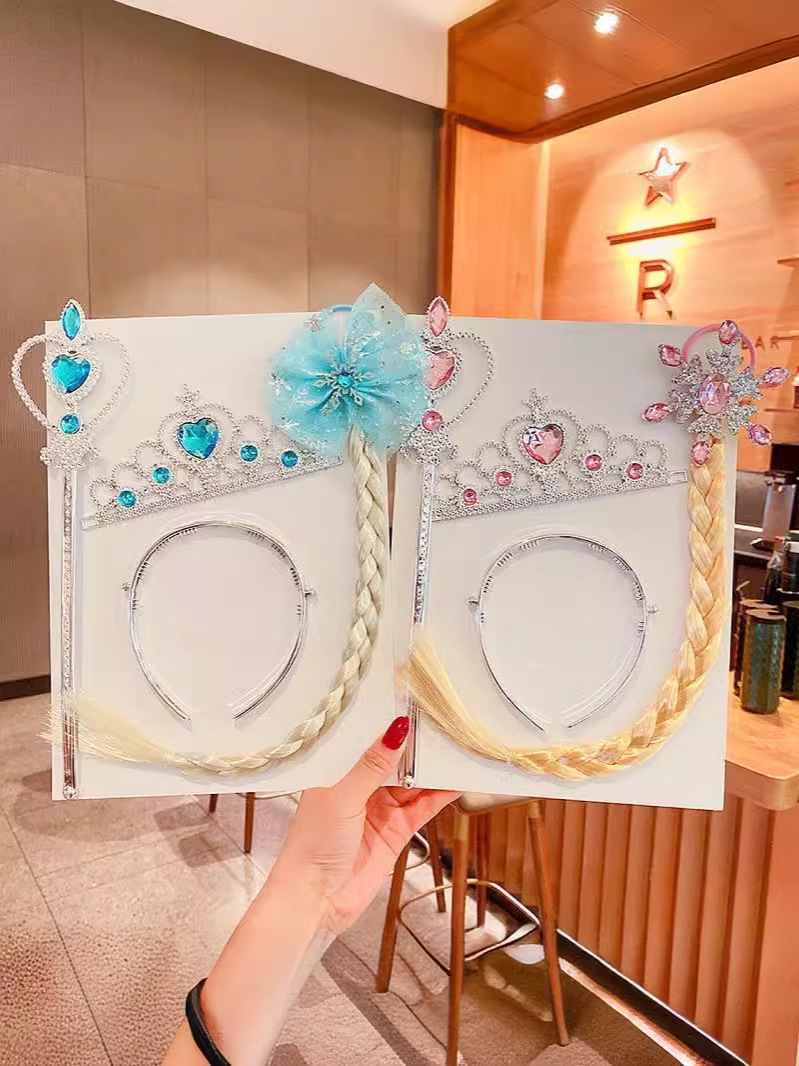 Corona para niños, peluca de Frozen, trenzas, accesorios para el cabello de súper hadas, diadema con forma de princesa para niñas, horquilla, tocado de Aisha