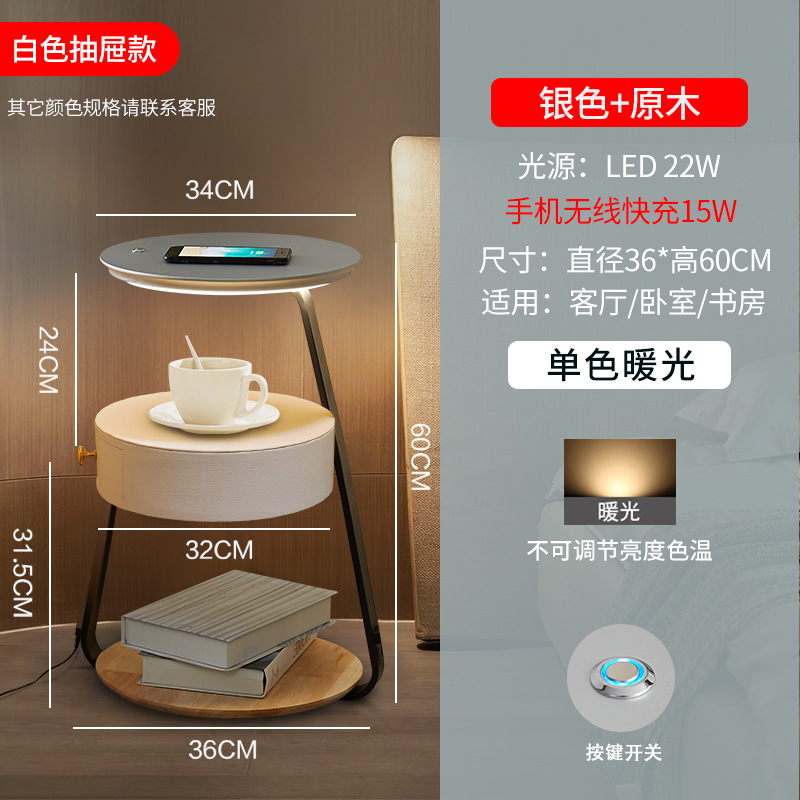 Lámpara de pie, sofá de sala de estar, dormitorio, carga inalámbrica, estante creativo, diseño, mesita de noche, lámpara de mesa de centro integrada