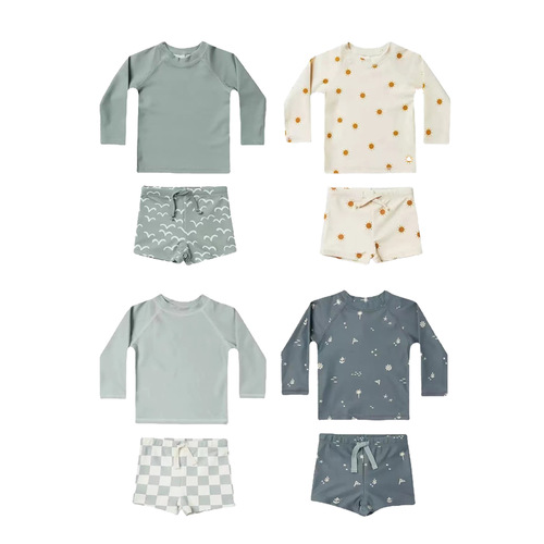 Children's sun protection long-sleeved swimsuit boy baby ins style hot spring swimsuit boy quick-drying split swimsuit wholesale