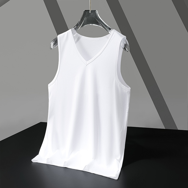 Camiseta sin Mangas Deportiva para Hombre de Modal Cuello en V, Sin Mangas para Deporte y Gimnasio