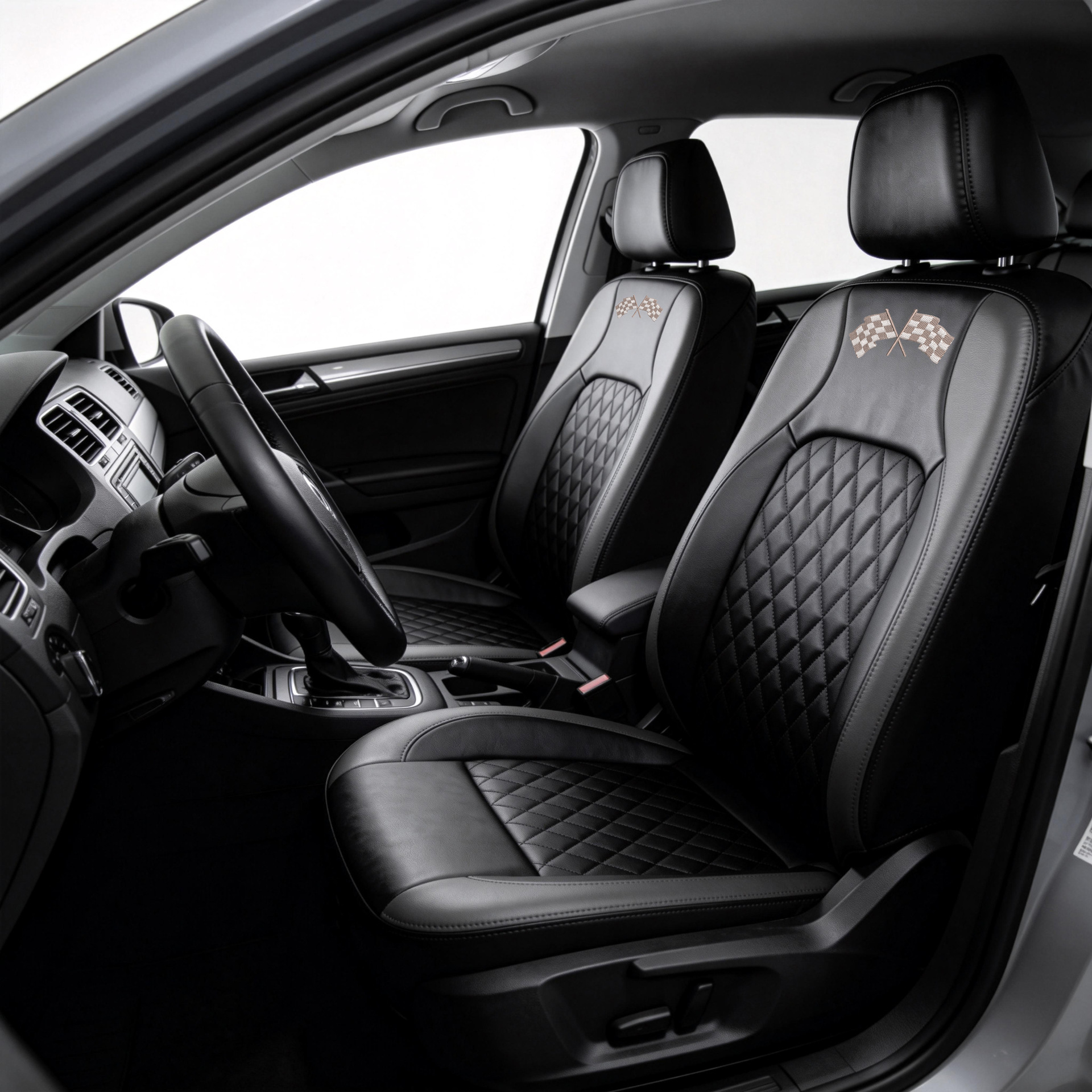 Universal seat covers from the manufacturer, leather style, suitable for all seasons, with a triangular grid pattern, sandwich construction, full coverage car seat cushion