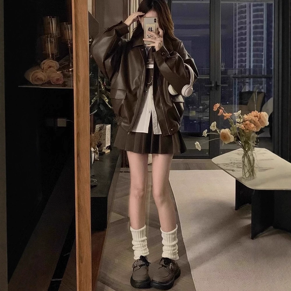 Короткая кожаная куртка в стиле Chanel для женщин, новинка весны и осени 2025 года, американская миниатюрная кожаная куртка, весенне-осенний топ
