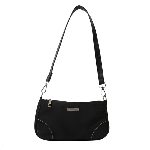 Leather Nylon Bag Winter Simple Minimalist Monochrome Stylish Casual Fashion Women's Crossbody Shoulder Bag