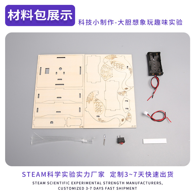 Ciencia y tecnología pequeña hecha a mano bricolaje material de madera pantalla abierta pavo real experimento científico escuela primaria y secundaria trabajos de invención hechos a sí mismos