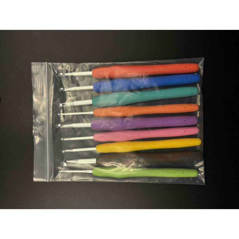 Juego de Agujas de Ganchillo de Aluminio con Mango de Plástico para Tejer Suéteres