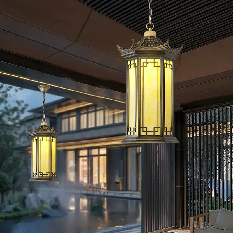 新中国式戸外模造古提灯室外庭園宮廷凉亭連廊別荘玄関防水シャンデリア|undefined