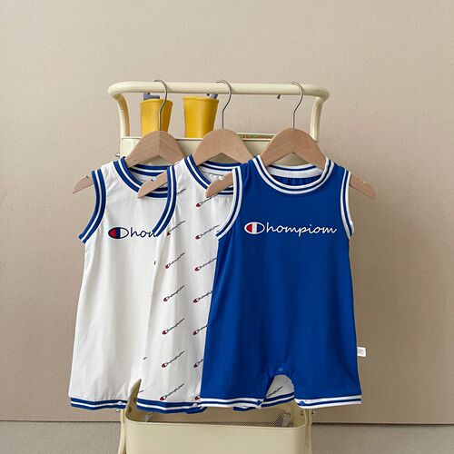 Instagram influencer basketball hoodie summer new soccer crawler suit one-piece suit for boys and girls babies hoodie backless diaper cover
