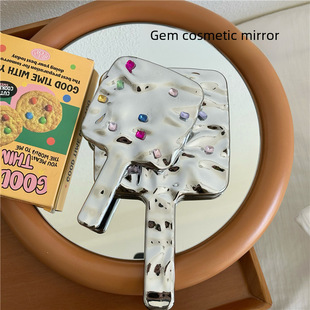 Bring drilling hot girl hand -held makeup mirror ins, high -level sense of high -level