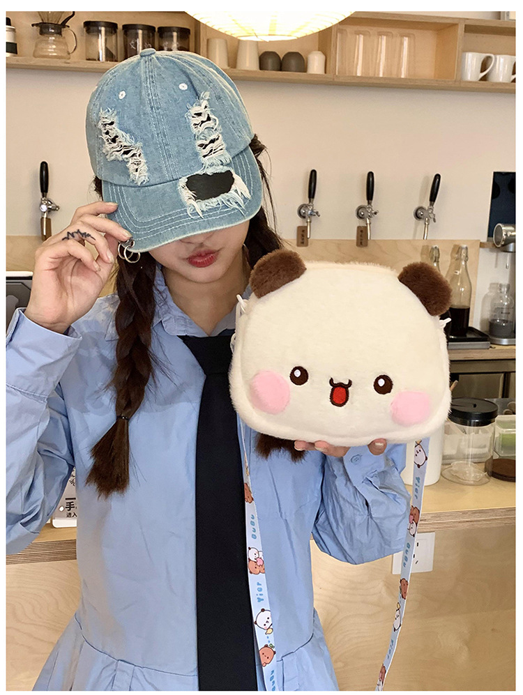 Korean version cute plush bear single-shoulder bag 2024 New style soft and sweet girl toy bag coin purse single-shoulder crossbody bag undefined
