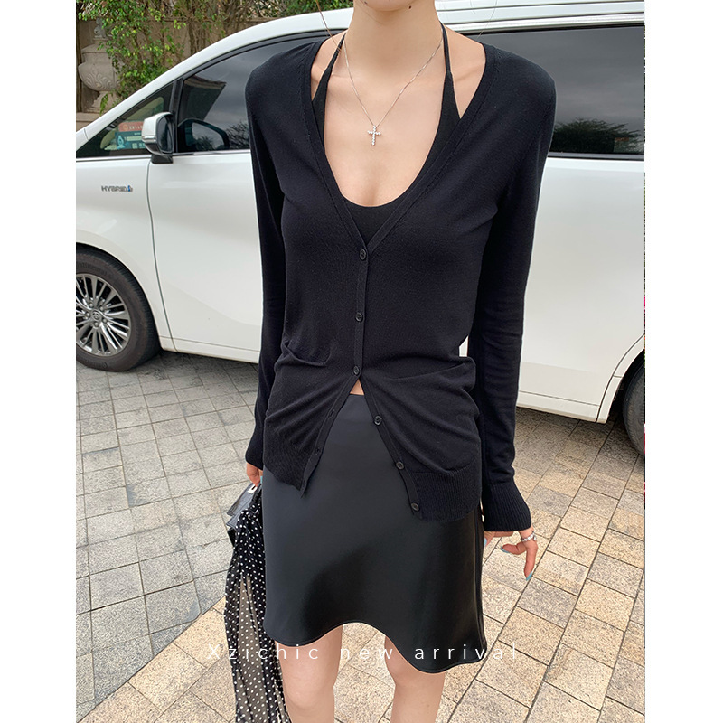 Xzichic缎面感醋酸半身裙女2025夏季新款摩登侧隐拉链斜裁短裙子|undefined