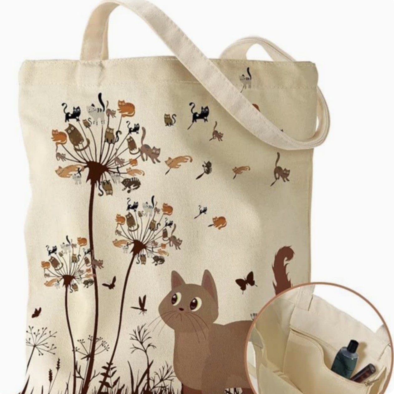 Comercio exterior transfronterizo de Amazon Monet pintura al óleo impresión de dibujos animados letras de lona bolso de hombro bolso de mano bolso de cosméticos