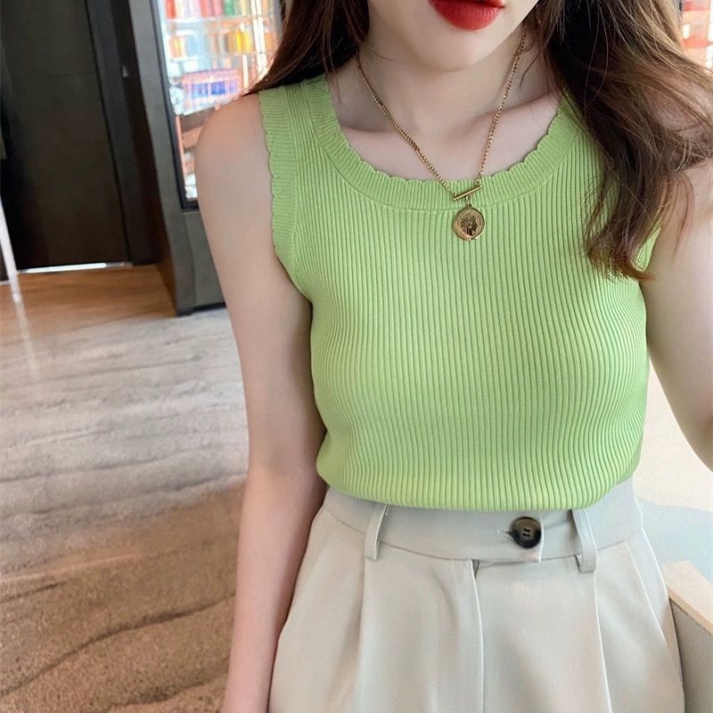 爆款塑身背心女夏季宽肩带内搭冰丝吊带个性 无袖t恤针织打底上衣|undefined