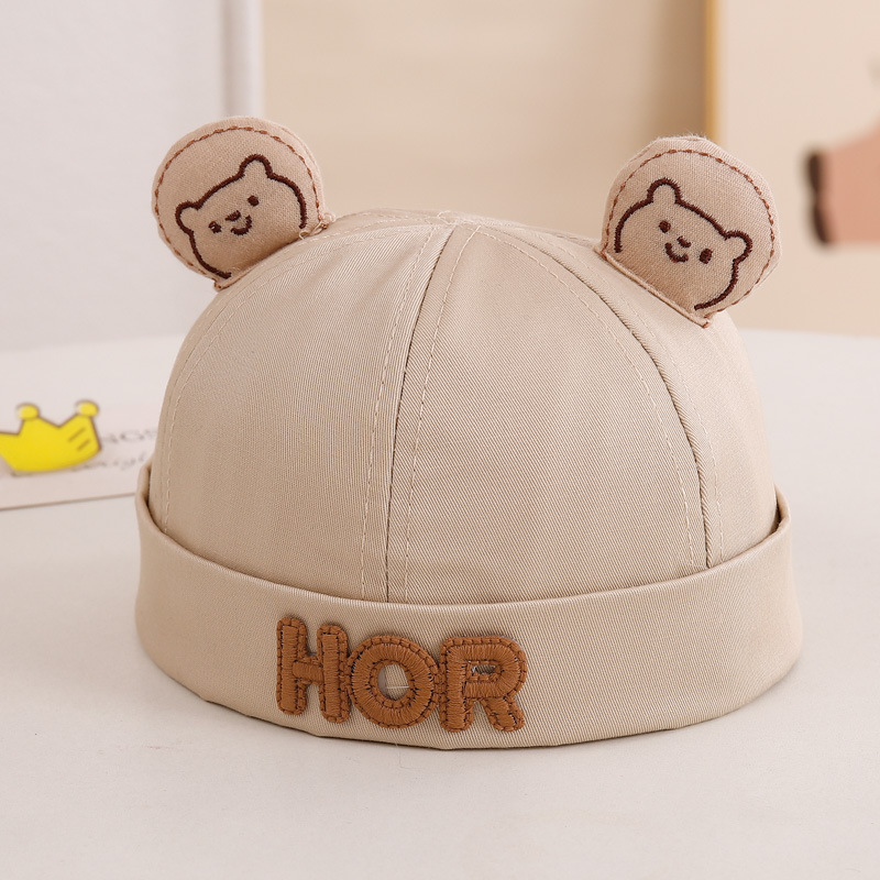 Bonito sombrero de bebé oso primavera y otoño delgado sombrero de piel de melón protector solar para hombres y mujeres, niños y niñas, mes pequeño, sombrero principal