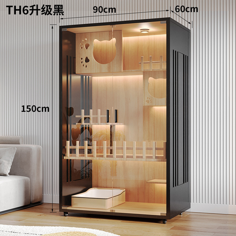 TH6 업그레이드: 90X60X150CM에는 고양이 배변 상자가 포함되어 있지 않으며 동료와 비교하여 후면 패널이 두꺼워졌습니다.