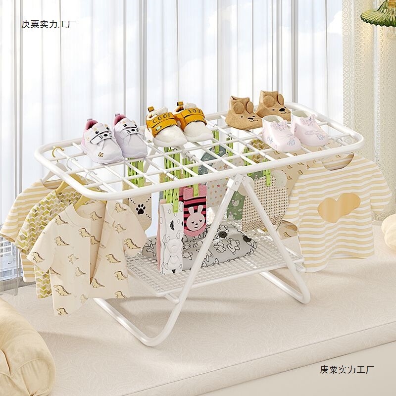 小型飘窗晾衣架阳台迷你晒衣架落地折叠简易婴儿宝宝家用卧室晾挂|undefined