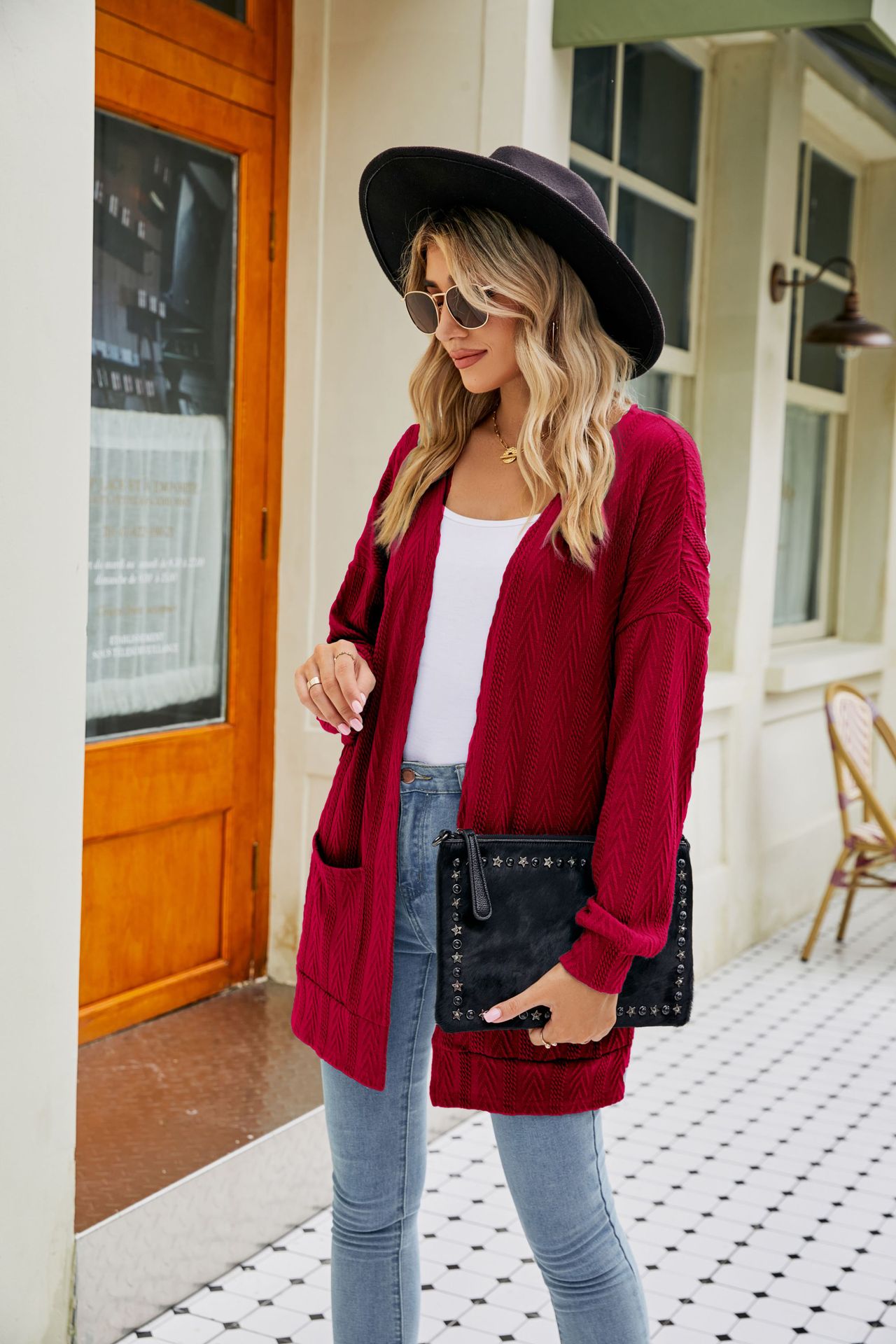 Cárdigan de Punto en Color Liso para Mujer de Algodón para Otoño image 10