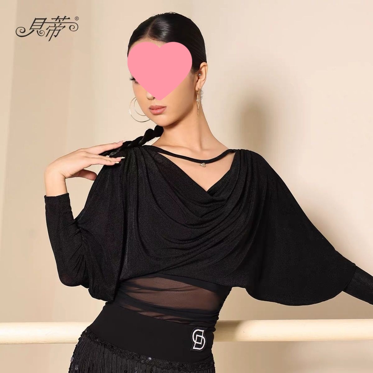New 2025 High-End Latin Dance Suit for Women, Adult Practice Outfit, Fashionable Dance-Specific Long-Sleeve Sequin Dancewear