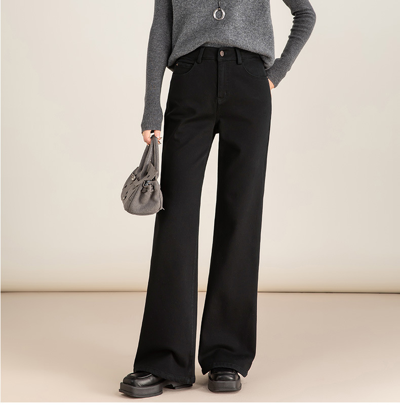 Quần jean nữ ống loe cạp cao chất Tencel co giãn, mẫu mùa đông — màu đen chi tiết 8