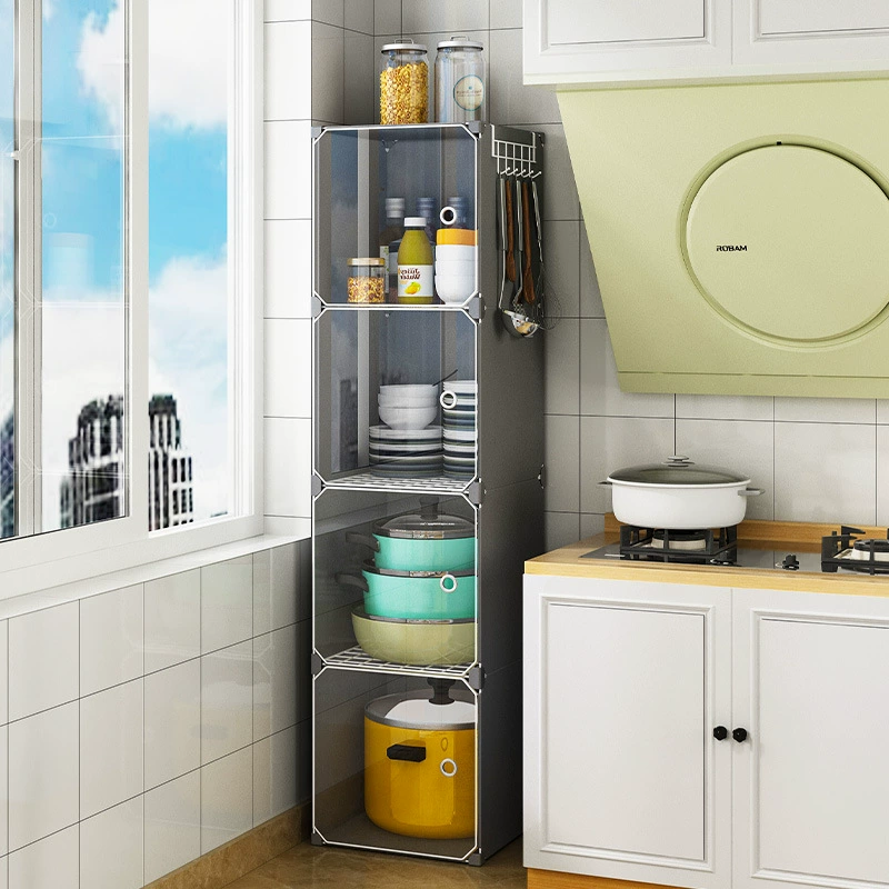 Шкаф для домашнего кухонного шкафа для хранения, напольный многослойный ящик для хранения с дверцей шкафа, стеллаж для хранения посуды и палочек для еды на балконе