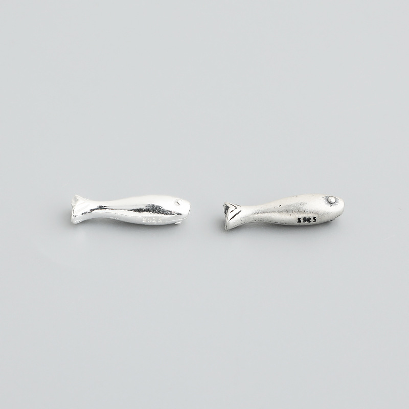 Polished Finish 1 Piece 4*10mm 4*14.5mm Hole Under 1mm 925 Sterling Silver Fish Polished DIY Ornament Accessories Beads