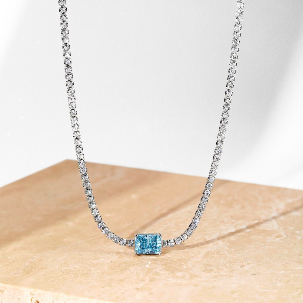 15g Weight Zircon, High Carbon Diamond Inlay Material Necklace Classification 925 sterling silver Chain Material 1 Piece Quantity Holiday, Tea Party Occasion 925 Sterling Silver Material Heart Shape, Rectangle Pattern Women's Gender Inlay Design Simple Style, Shiny Style 925 Sterling Silver Zircon High Carbon Diamond Inlay Heart Shape Rectangle Necklace 24