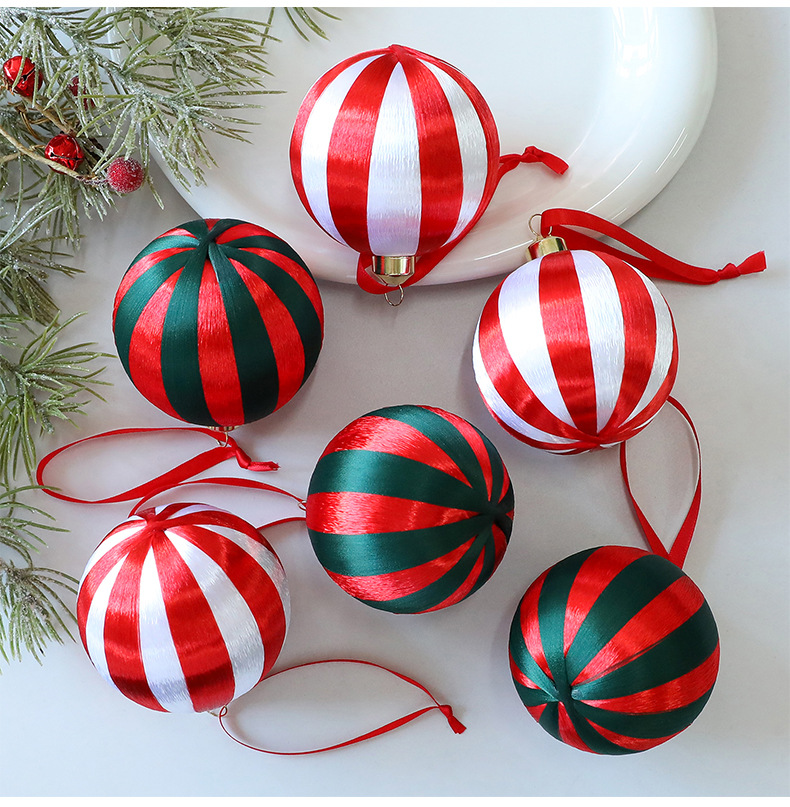 Boules de Noël en plastique de 8 cm emballées – Lot de 12 (6 rouges/vertes et 6 rouges/blanches, emballage en boîte pliable, décoration pour sapin de Noël, décoration de vitrine)_voghion.com