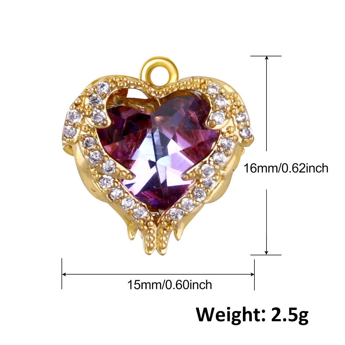 2g Weight Pendant Jewelry Making Type 11 * 12mm Jewelry Making Size Zircon Inlay Material DIY Jewelry Accessories Classification 1 Piece Quantity Copper Material Heart Shape Pattern All Seasons Season Plating Design Elegant, Glam Style 1 Piece 11 * 12mm Copper Zircon Heart Shape Pendant 16