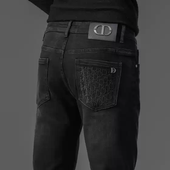 Spring New Men's Jeans Korean Style Stretch Slim Fit Tapered High-End Quality Cross-Border European Style Young Men's Long Pants