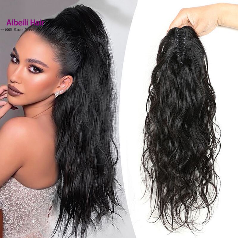 Women's big wave ponytail real hair wig body wave Amazon cross-border Xuchang factory wholesale