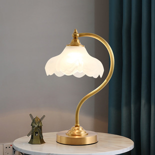 All Copper Retro European Style Table Lamp Bedroom ins Nordic Style Living Room Desk Warm Romantic Bedside Lamp Art Eye Protection Lamp