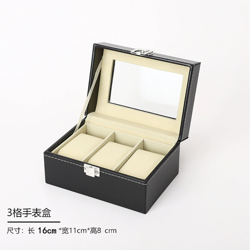 25 Slot Leather Watch Box Glass Top Watch Jewelry Display
