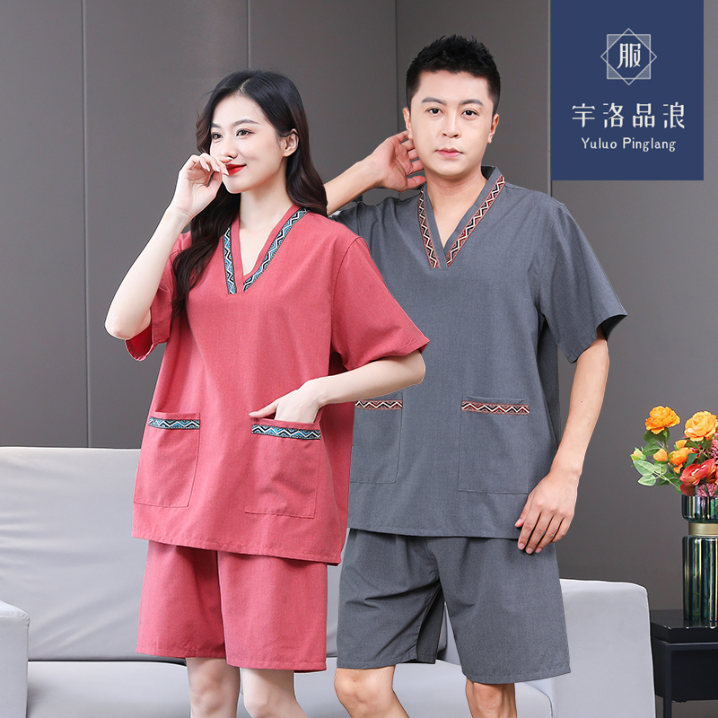 9CQ62024 새로운 공마 칸 김이 나는 의류 여성 커플 플러스 사이즈 남성 사우나 의류 발 치료 가게 목욕 마사지 목욕