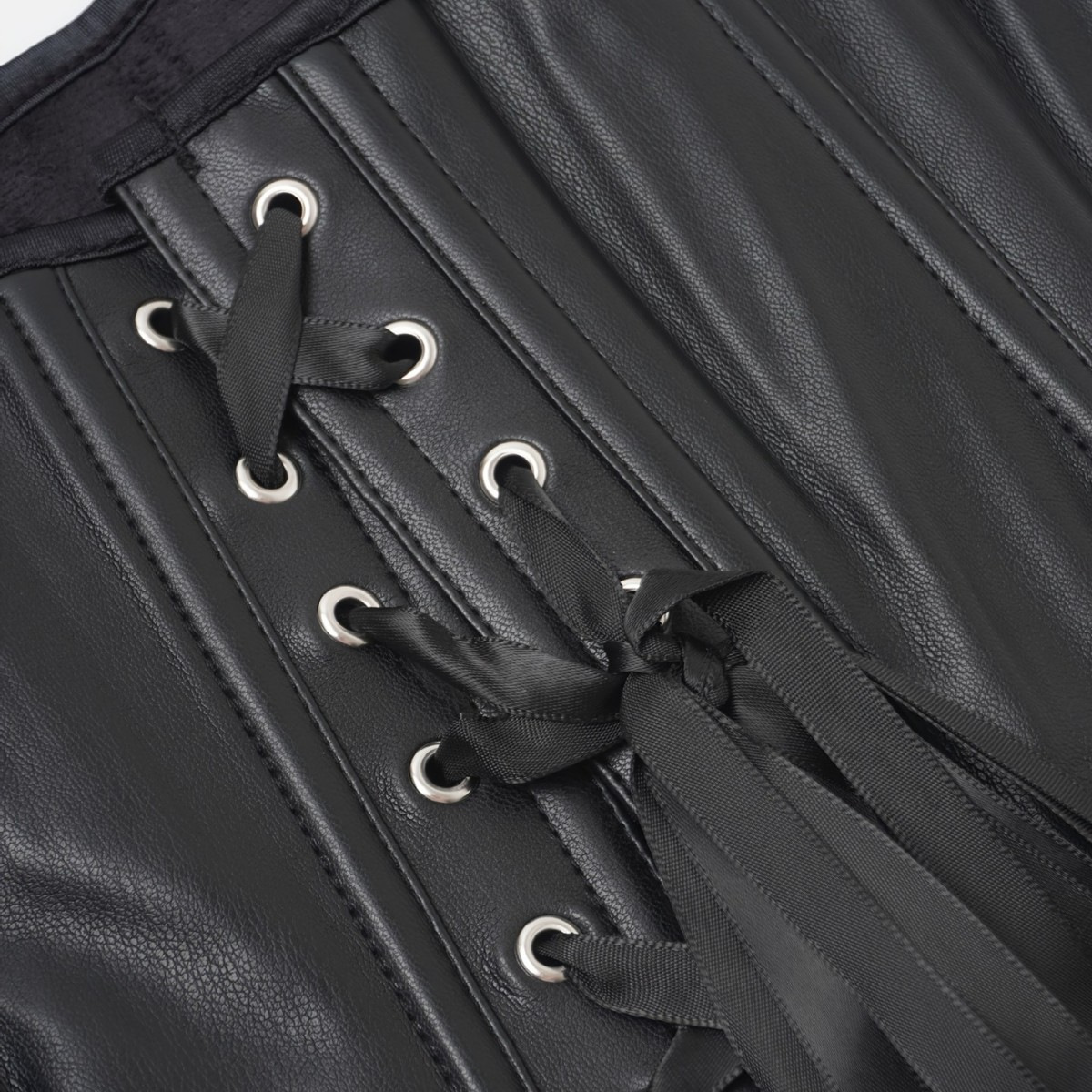 Gran tamaño europeo y americano chaleco plástico de cuero PU un hombro chaleco de hueso de pescado corsé sexy cintura descubierta comercio exterior al por mayor