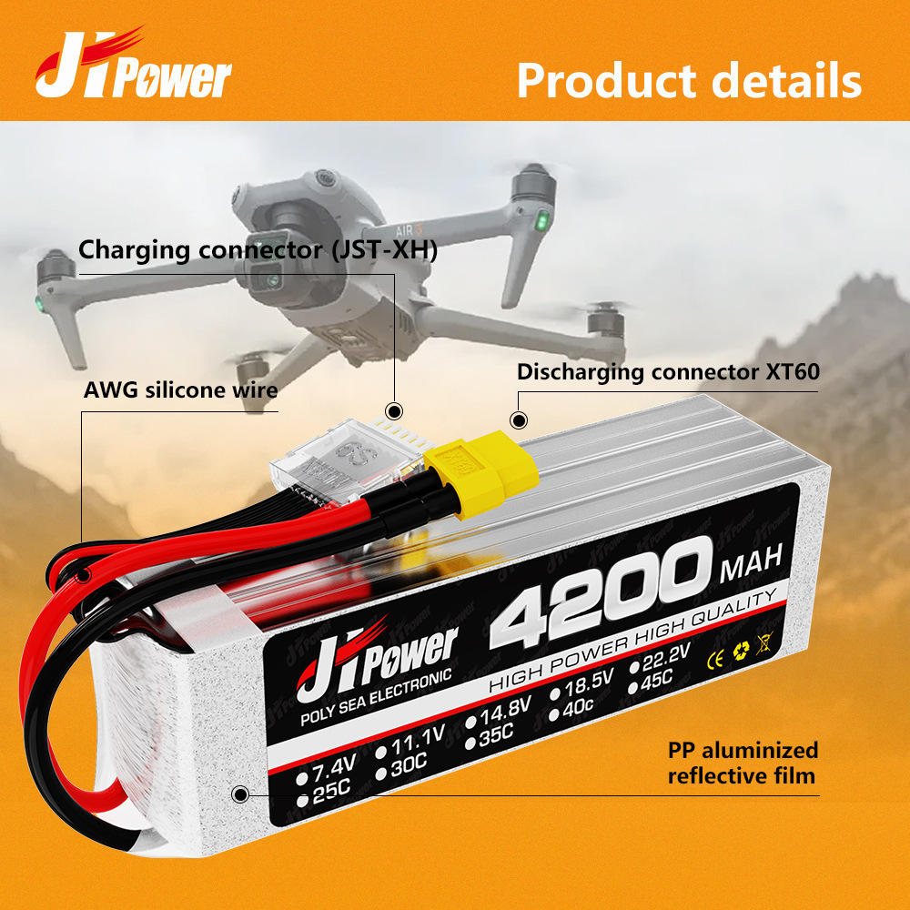 聚海航模电池4200mAh6s35c22.2v高倍率无人机涵道遥控飞机用厂家