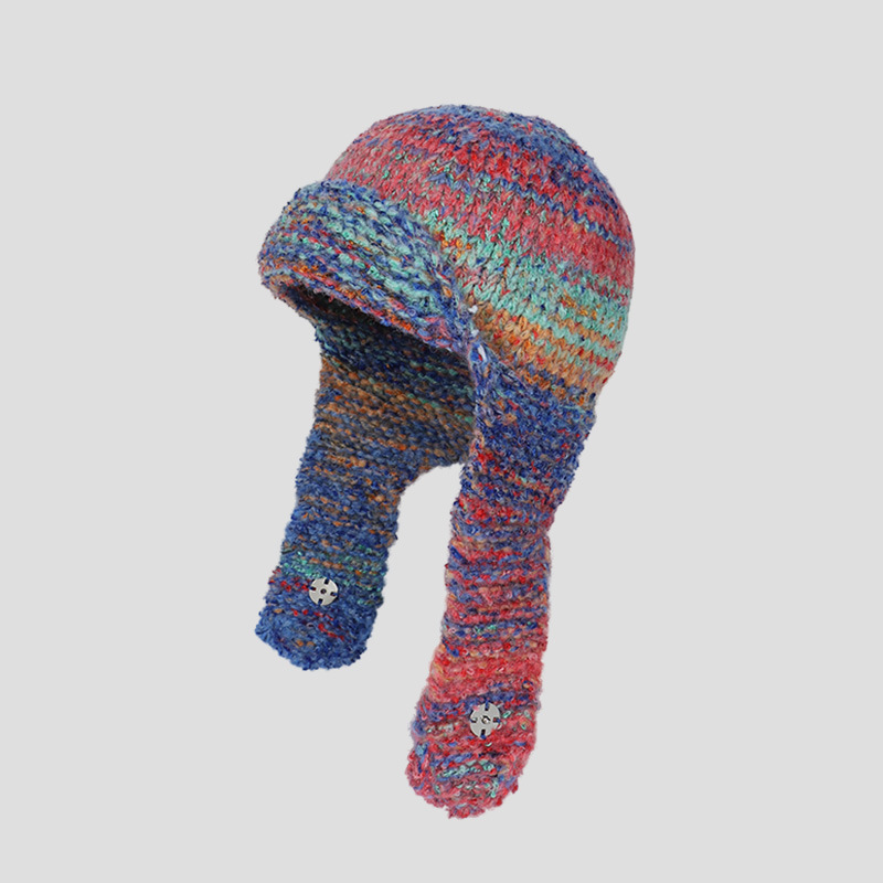 Mixed Color Wool Knitted Ear Protection Hat 6