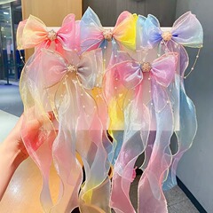 子供用ヘアバンド女の子レインボーリボン編み込みヘアピン頭飾りポニーテールリボンヘアピン春と夏の女の子のヘアアクセサリー