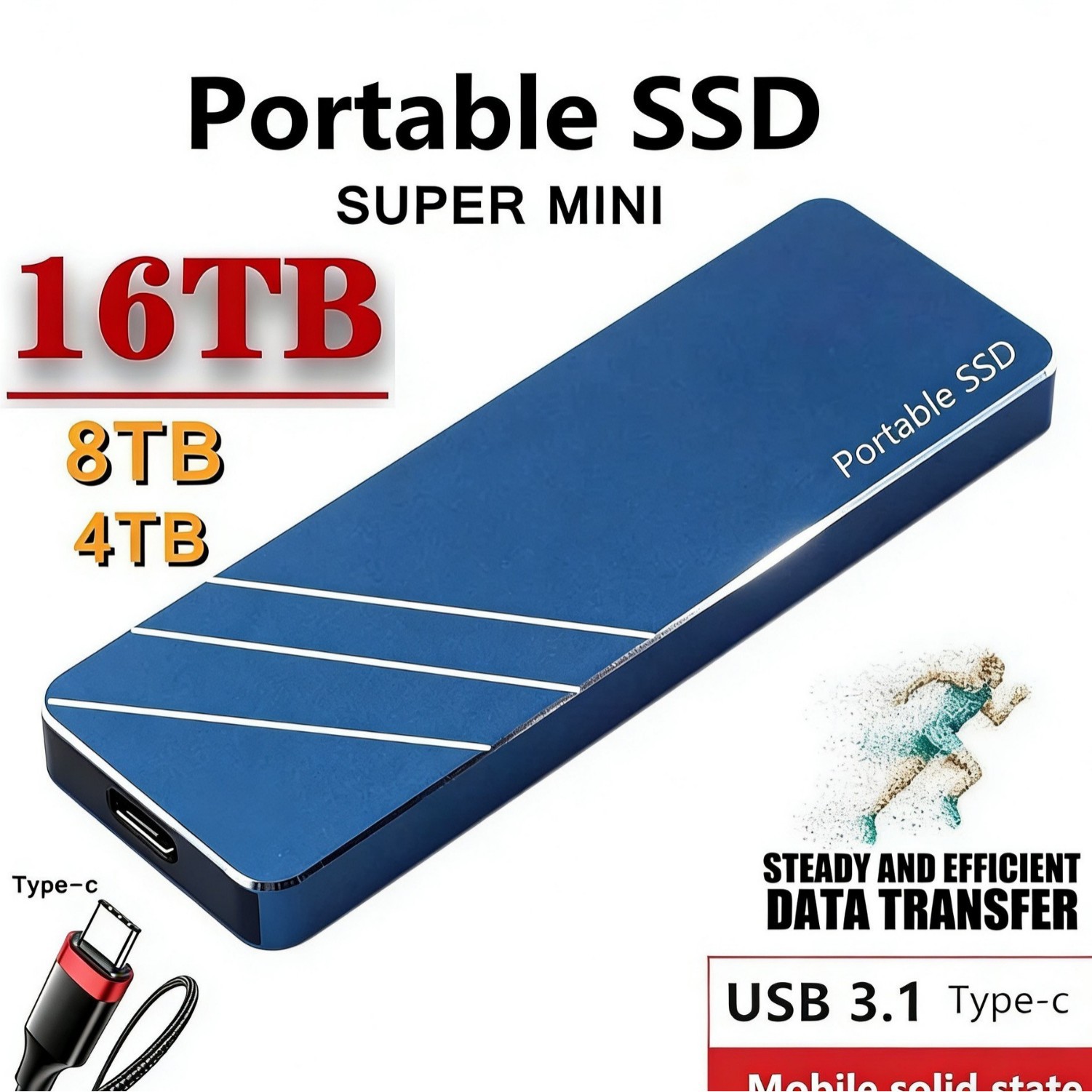 Cross-Border Hot-Selling New Product Mobile Solid-State Drive 500G-16T Expansion Upgrade High-Capacity Portable Storage