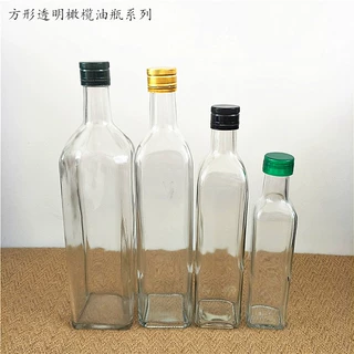 定制250ml500ml750ml透明玻璃橄榄油瓶 方形山茶油瓶圆形橄榄油瓶