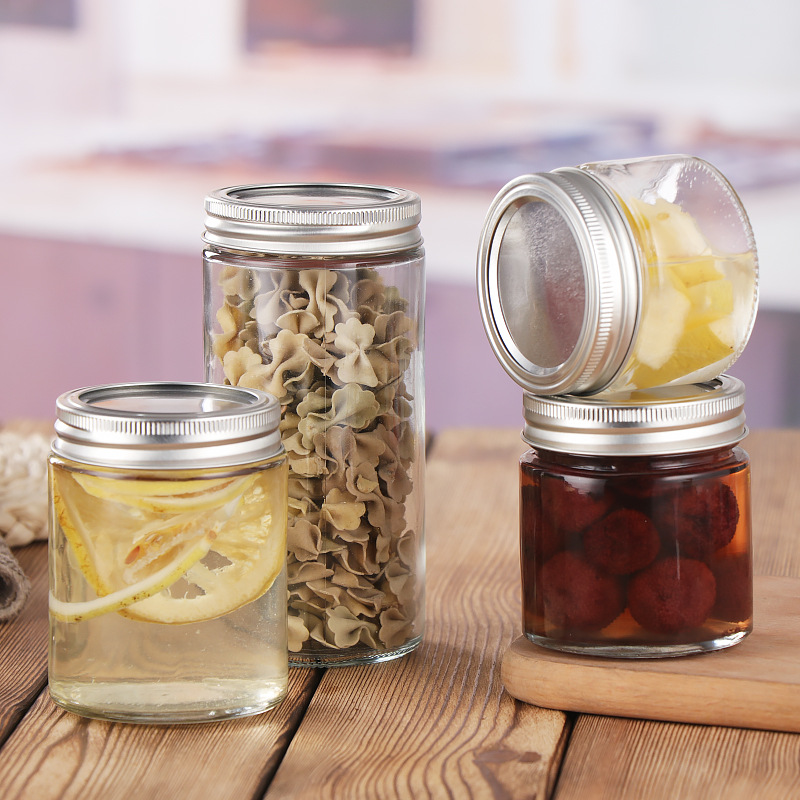 250ml直筒酱菜玻璃瓶子透明果酱瓶密封储物罐蜂蜜瓶罐头分装空瓶