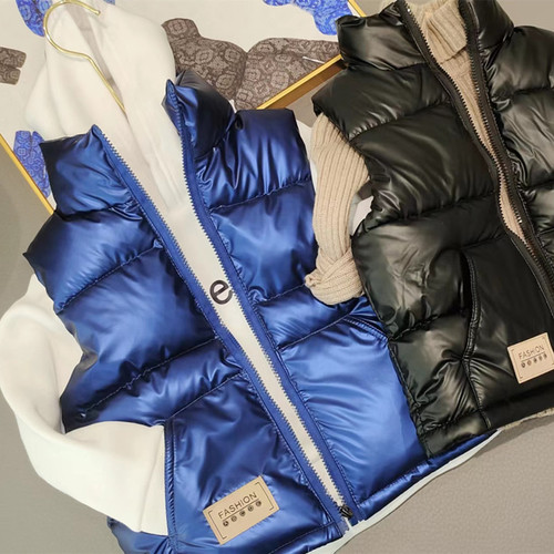 Children's Clothing  New Children's Down Cotton Vest Stand Collar Vest Baby External Wear Cotton Vest Thick Protection Washable Waistcoat
