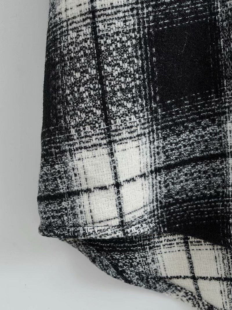 new long woolen plaid shirt jacket Nihaostyles wholesale clothing vendor NSAM75457