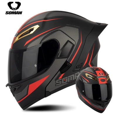double lens exposure helmet upgrade, Motosiklet kaskı (dəbilqə) - black-and-red-track-with-tea-slices-s