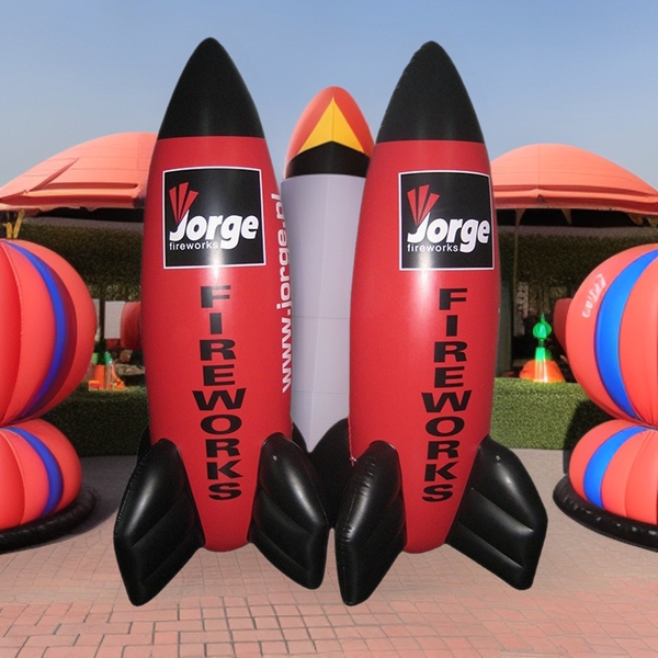 Manufacturer advertising rocket tumbler inflatable rocket display…