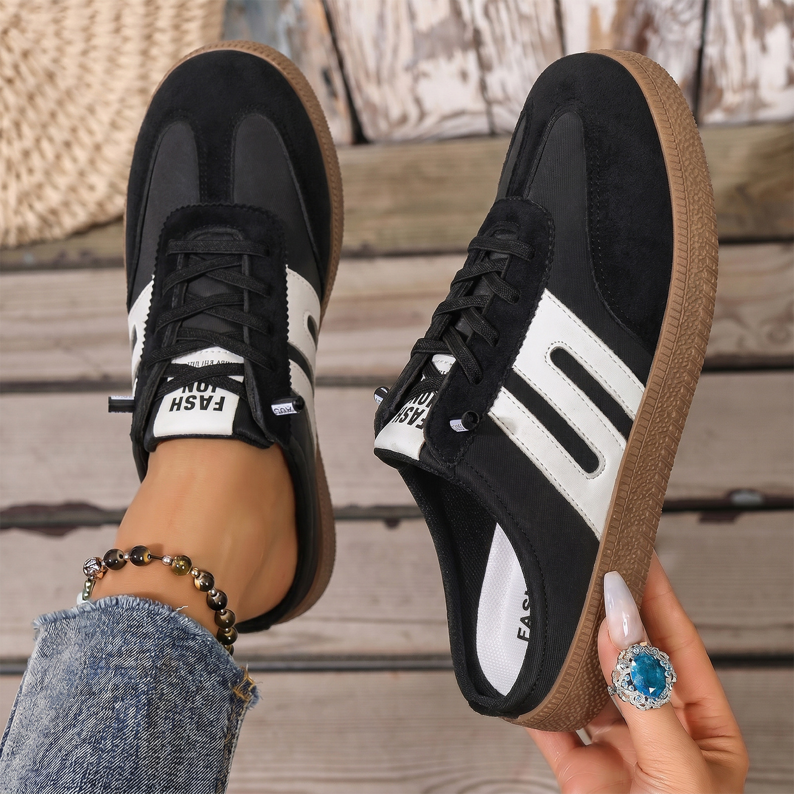 Zapatos de mujer de verano transfronterizos retrógrados de entrenamiento alemán medio arrastrar un pedazo de suela suave transpirable zapatos casuales muller estilo universal