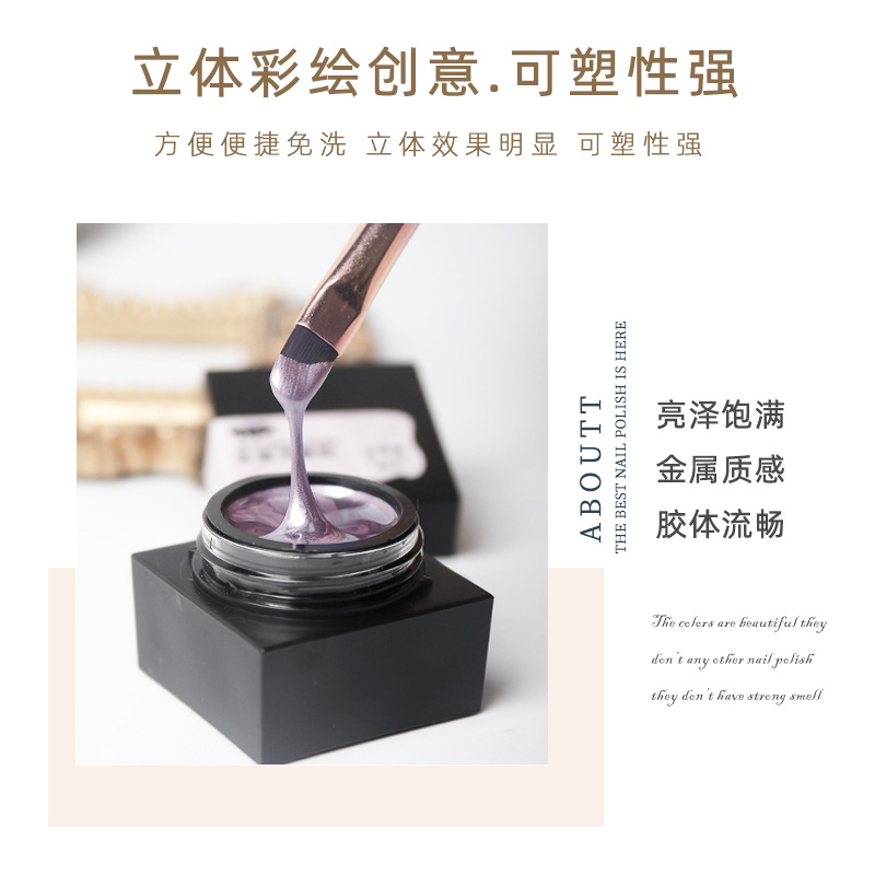 Nuevo pegamento de alivio de metal de uñas transfronterizo Espejo de pegamento pintado de metal de estilo japonés Pegamento de dibujo de esmalte de uñas tridimensional